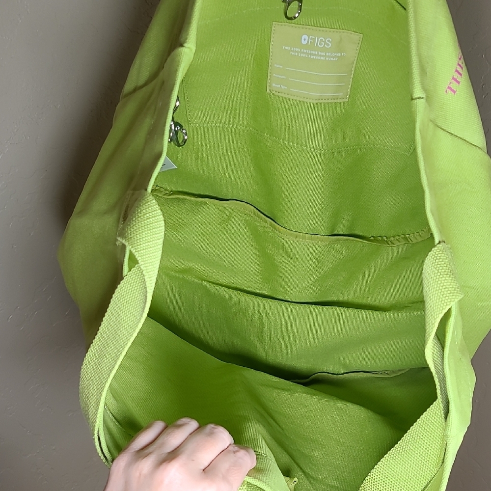 Figs Limited Edition Matcha A Very Large Needle Canvas Tote with Pink Lettering - Picture 11 of 14